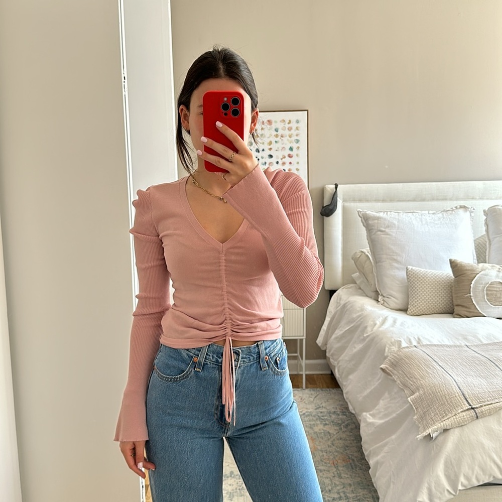 BABY PINK LONG SLEEVE SHIRT // NICHOLAS // SIZE SMALL